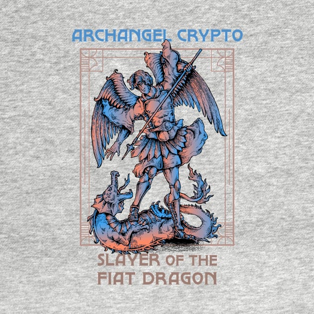 Archangel Crypto - Slayer of the fiat dragon (white background) by Hardfork Wear